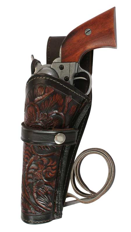 Western Holster - LH Draw - Two-Tone Brown Tooled Leather