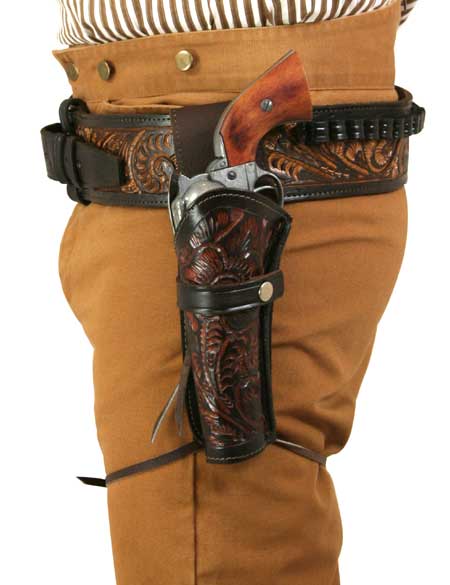 Western Holster - LH Draw - Two-Tone Brown Tooled Leather