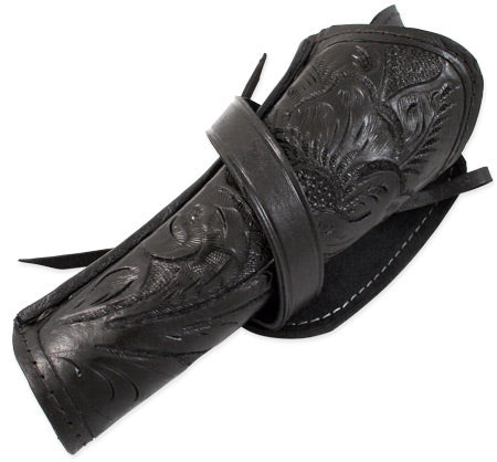 Western Holster - RH Cross-Draw - Black Tooled Leather