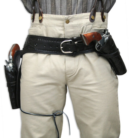 Western Holster - RH Cross-Draw - Black Tooled Leather