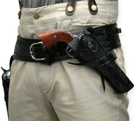 Western Holster - RH Cross-Draw - Black Tooled Leather