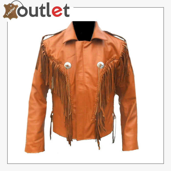 Unique western wear cowboy leather jacket for men with shaped yoke and panel detailing