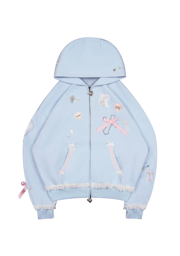 WHISPER ZIP HOODIE BABY BLUE