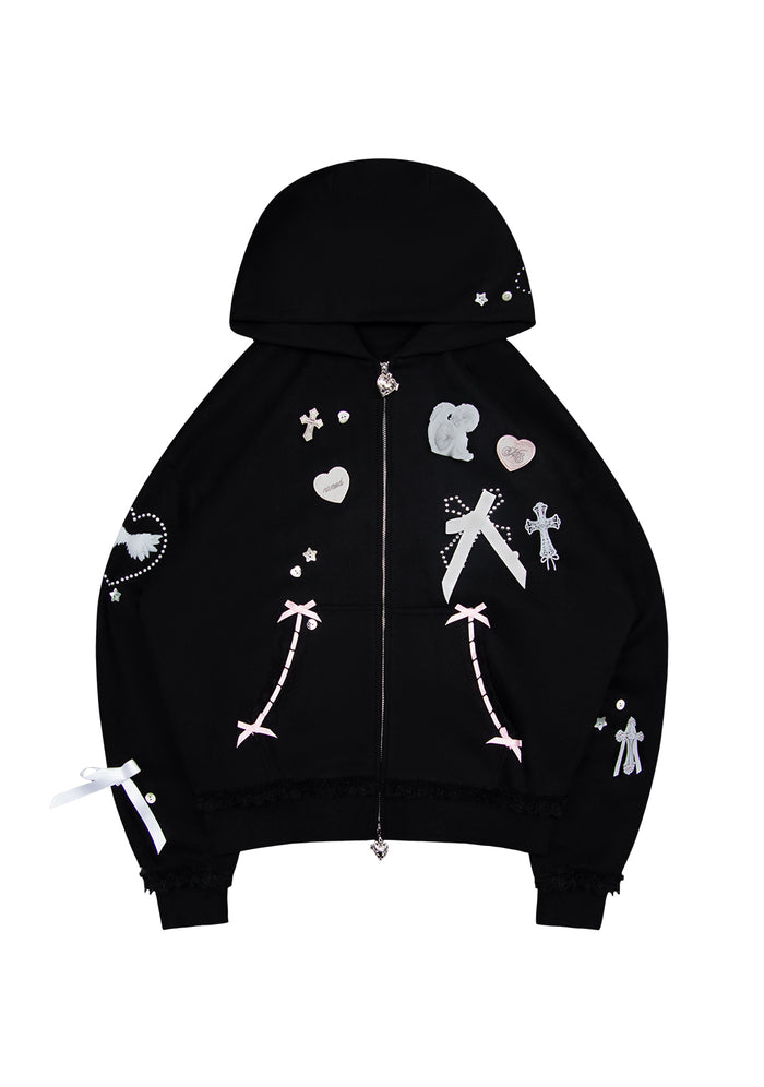 WHISPER ZIP HOODIE BLACK