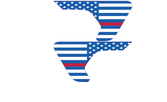 White and Blue Thin Red Line Flag 2pc Vinyl Fender Decal