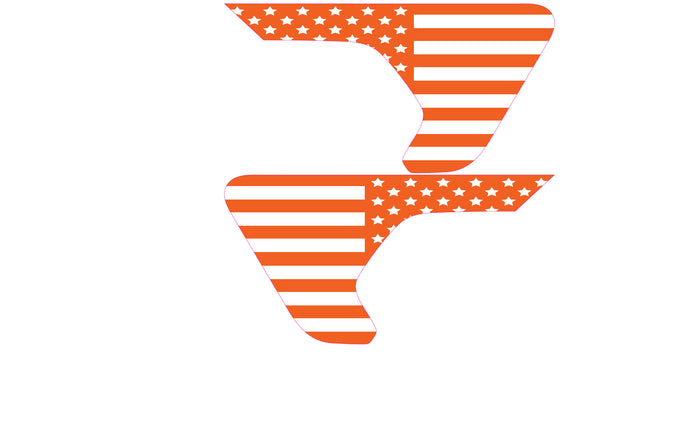White and Orange Flag 2pc Vinyl Fender Decal