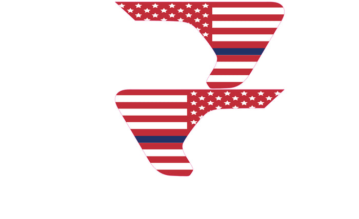 White and Red Thin Blue Line Flag 2pc Vinyl Fender Decal