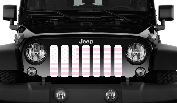 White & Baby Pink American Flag Grille Insert