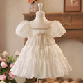 White Flower Princess Girl Dress Pearls for Kids Wedding Party Gown J770