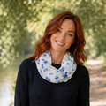 White Forget-Me-Not Magnetic Snood Scarf – Lightweight Floral Neck Scarf