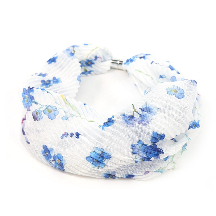 White Forget-Me-Not Magnetic Snood Scarf – Lightweight Floral Neck Scarf