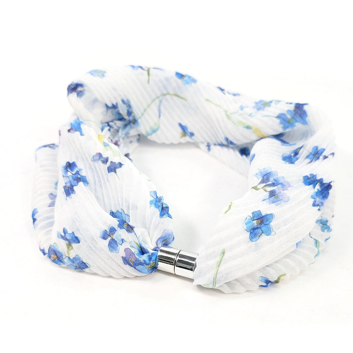 White Forget-Me-Not Magnetic Snood Scarf – Lightweight Floral Neck Scarf