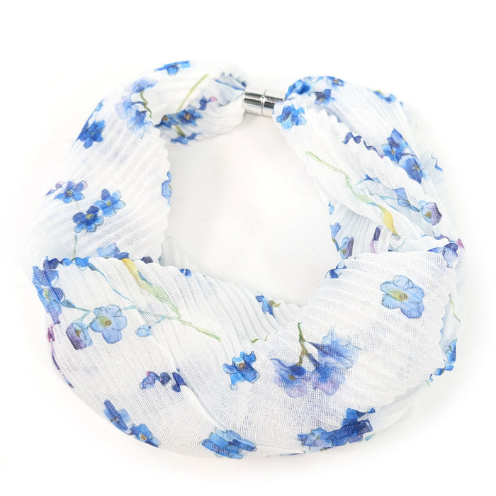 White Forget-Me-Not Magnetic Snood Scarf – Lightweight Floral Neck Scarf
