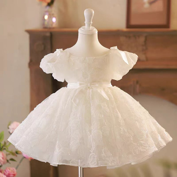 White Girl Dress Embroidered Wedding Birthday Communion J749
