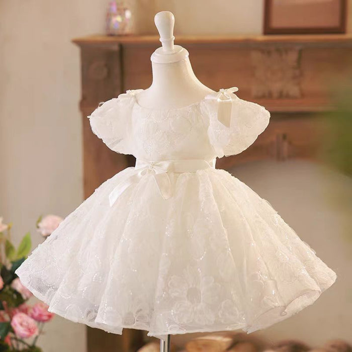 White Girl Dress Embroidered Wedding Birthday Communion J749