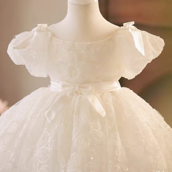 White Girl Dress Embroidered Wedding Birthday Communion J749