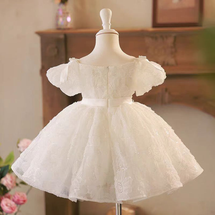 White Girl Dress Embroidered Wedding Birthday Communion J749