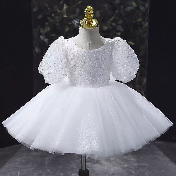 White Girl Dress Kids 1st Birthday Wedding Party Ball Gown J735