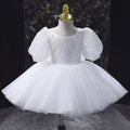 White Girl Dress Kids 1st Birthday Wedding Party Ball Gown J735