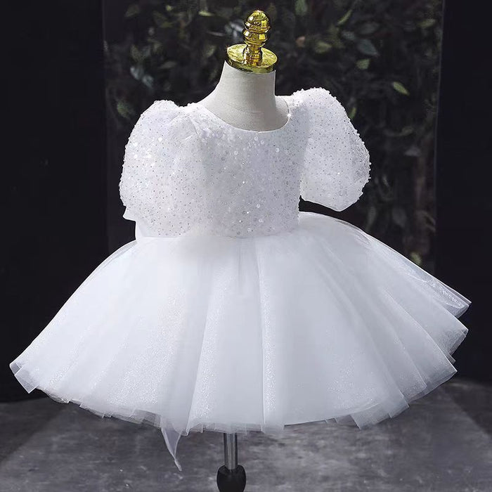 White Girl Dress Kids 1st Birthday Wedding Party Ball Gown J735