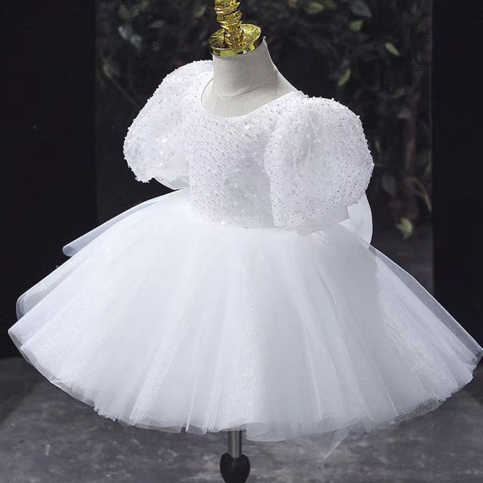 White Girl Dress Kids 1st Birthday Wedding Party Ball Gown J735