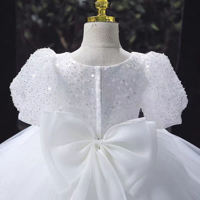 White Girl Dress Kids 1st Birthday Wedding Party Ball Gown J735