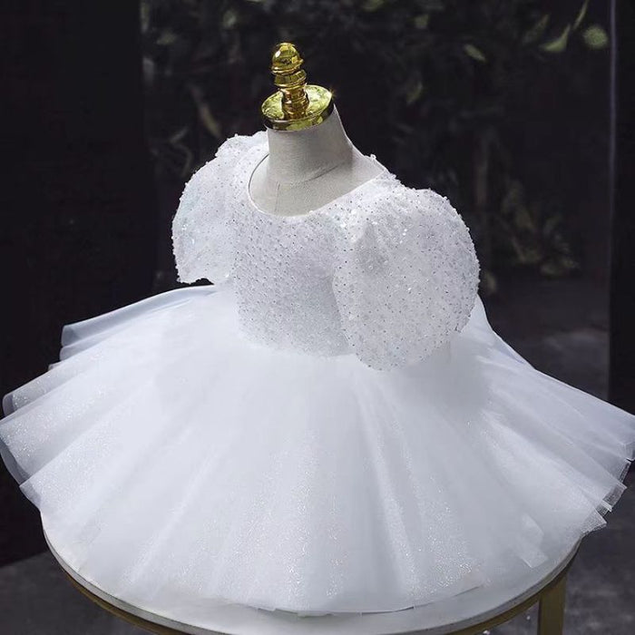 White Girl Dress Kids 1st Birthday Wedding Party Ball Gown J735