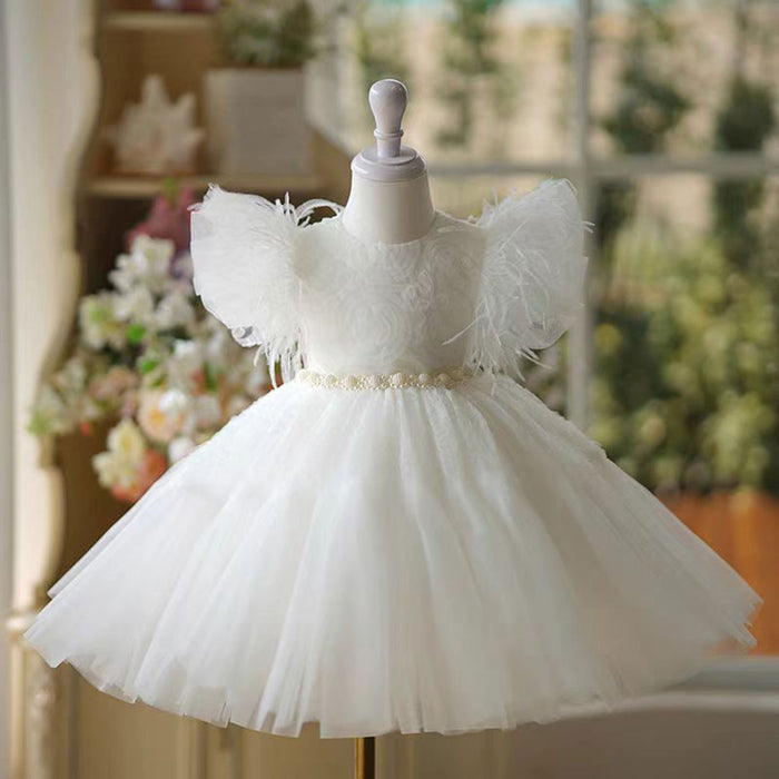 White Girl Dress Kids Wedding Birthday Holiday Party Gown J450