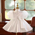 White Girl Puffy Dress Princess for Kids 1st Birthday Party First Communion J777