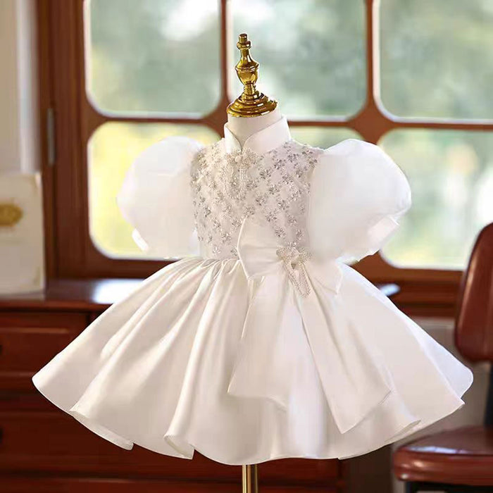 White Girl Puffy Dress Princess for Kids 1st Birthday Party First Communion J777