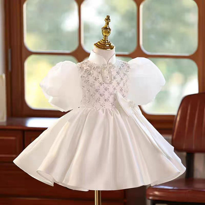 White Girl Puffy Dress Princess for Kids 1st Birthday Party First Communion J777