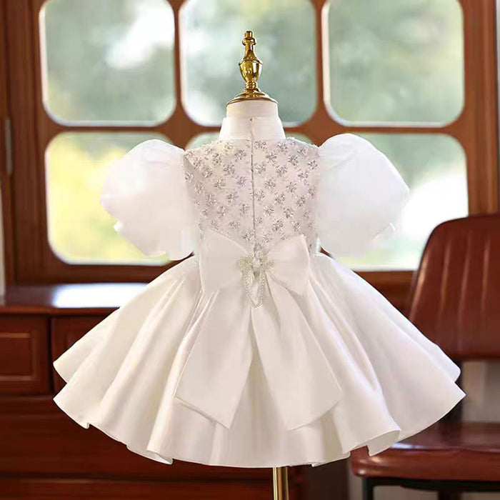 White Girl Puffy Dress Princess for Kids 1st Birthday Party First Communion J777
