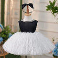 White Pink Girl Dress Feathery Toddler 1st Birthday Party J420