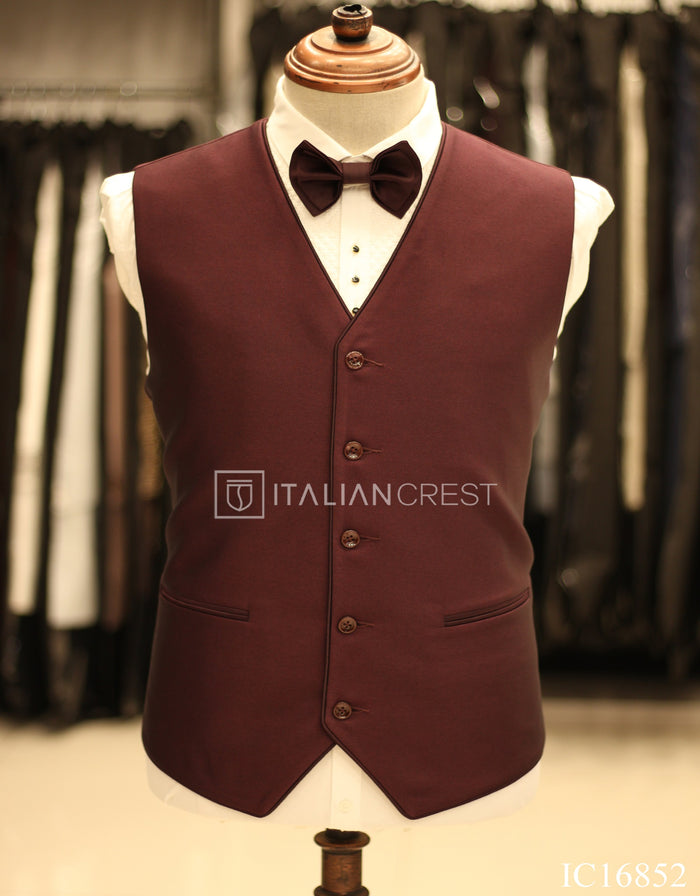 Wine Embroidery Work 3pc Designer Suit