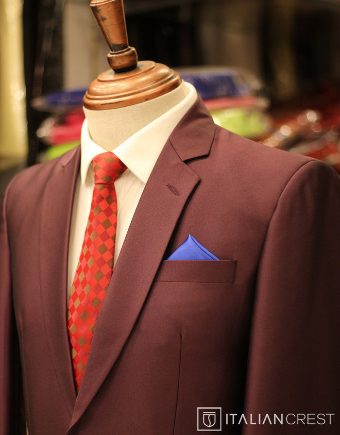 Wine Single Breasted Suit