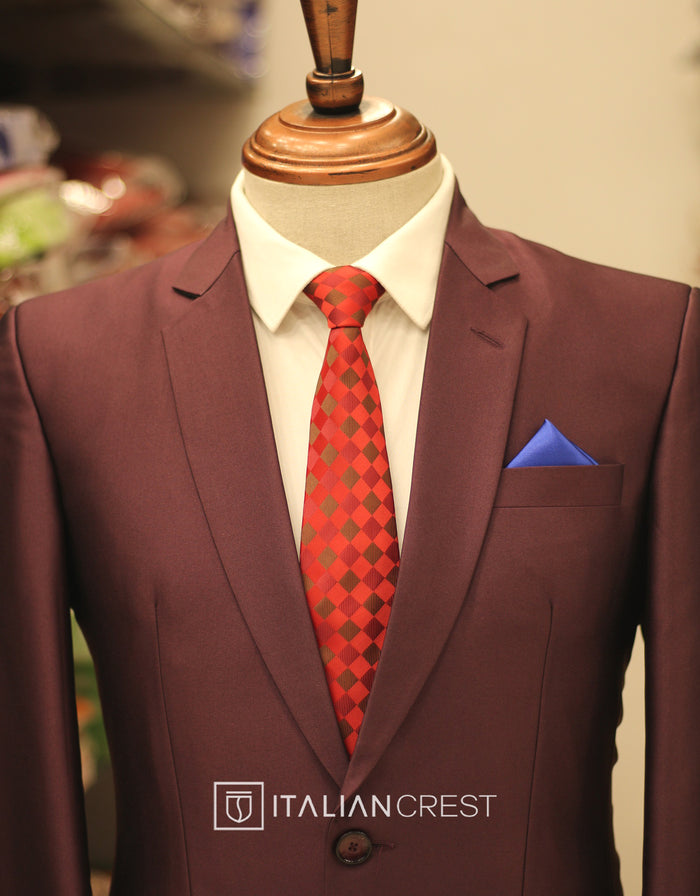 Wine Single Breasted Suit