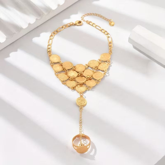 Women's Middle East Ramadan Coins Bracelet Ring Set
