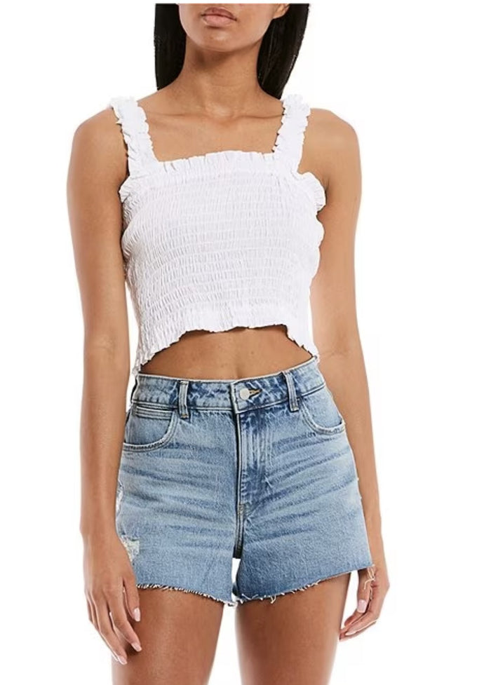 Smocked Square Neck Tank Black image 2