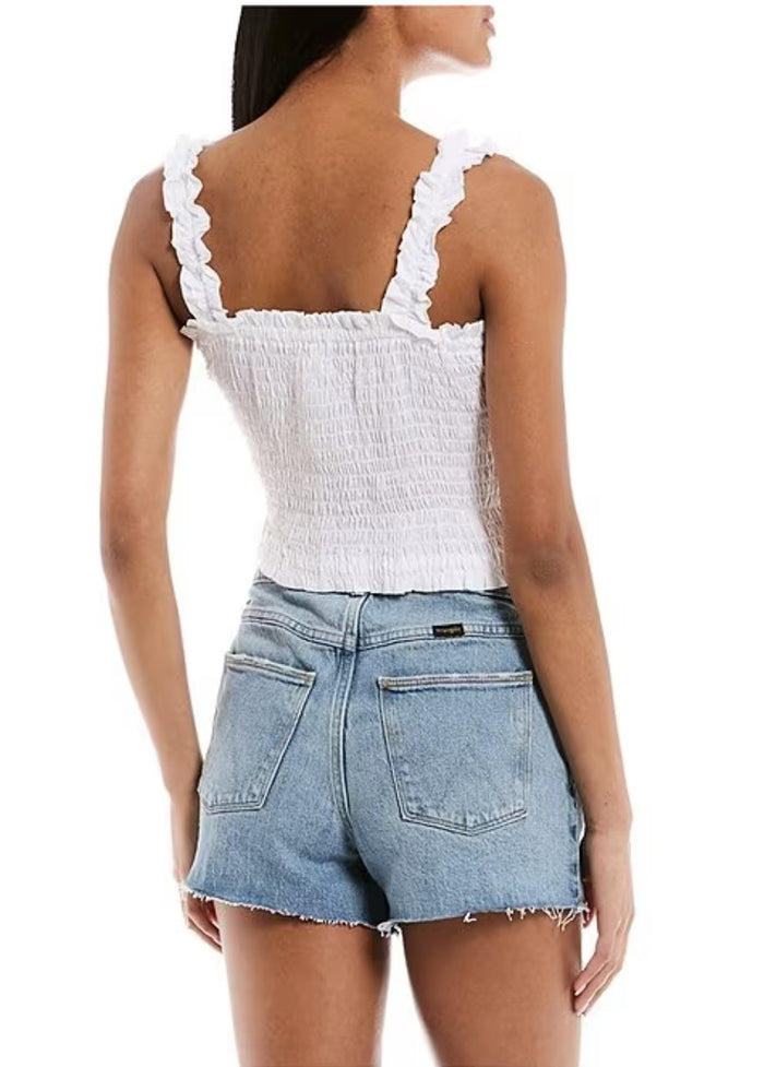 Smocked Square Neck Tank Black image 3