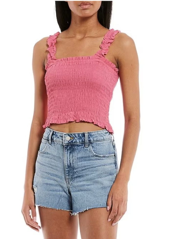 Smocked Square Neck Tank Black image 6