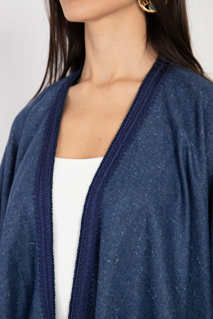 Wool Antic Blue Poncho