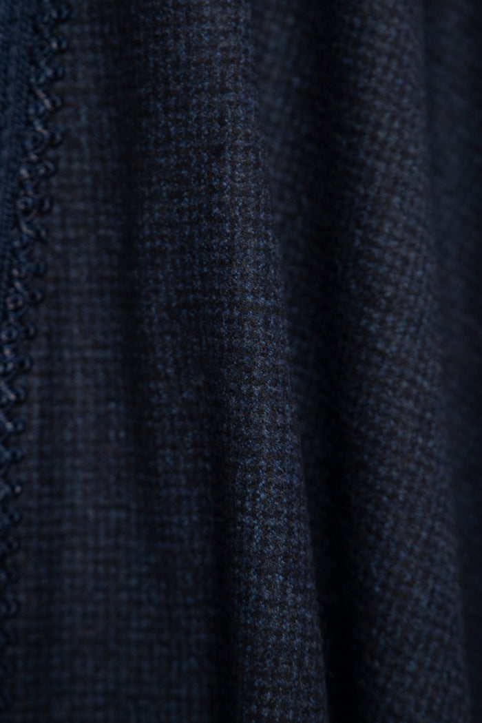 Wool & Cashmere Navy Checks Poncho