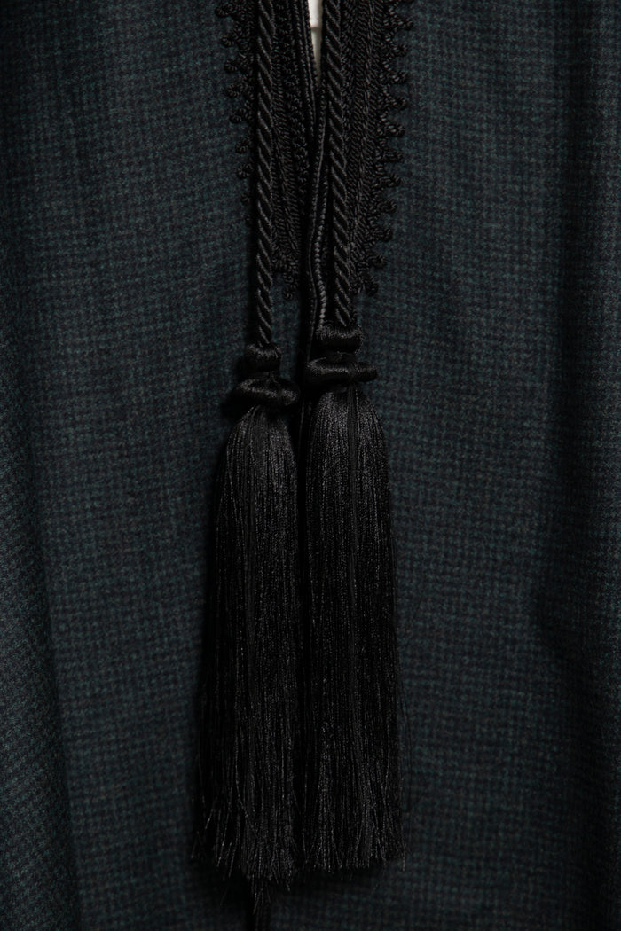 Wool & Cashmere Navy & Green Poncho