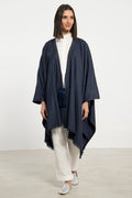 Wool & Cashmere Navy Striped Poncho