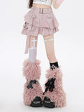 Y2K Belted Ruffle Mini Skirt