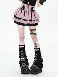 Y2K Lace-Up Tiered Mini Skirt