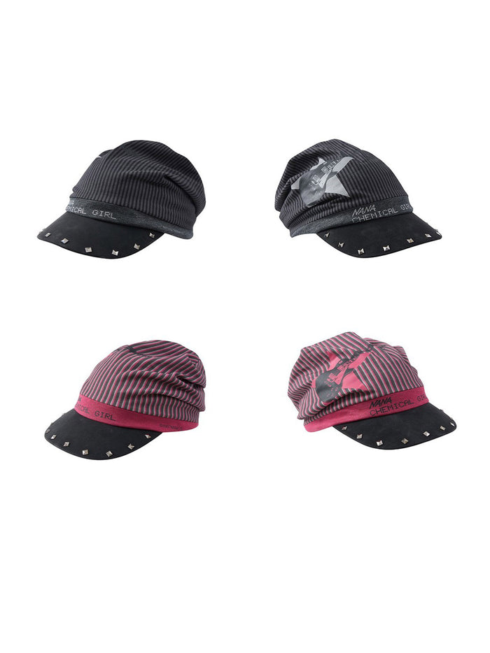 Y2K Punk Striped Guitar Studded Visor Beanie